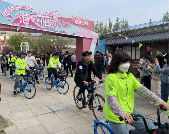 世纪官方：共享单车车篮里开出鲜花 北京亦庄迎来泡桐花盛宴